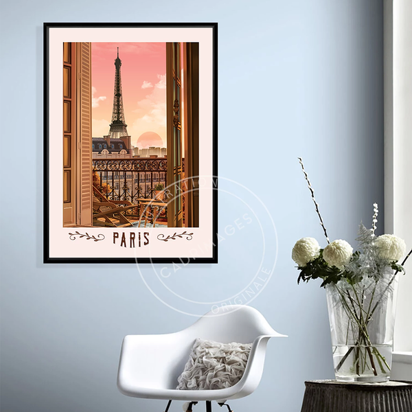 Paris poster - Eiffel Tower from the balcony