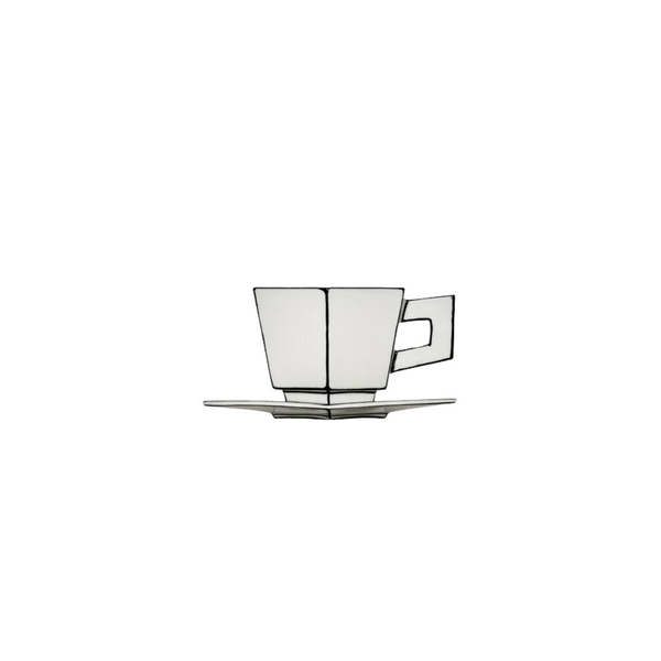 Tasse Cappuccino & Sous-coupe black carte blanche