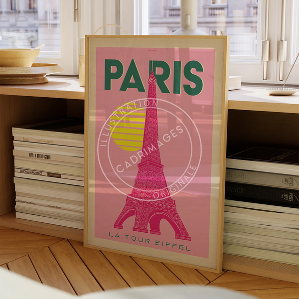 Pop pink Paris poster - Eiffel Tower