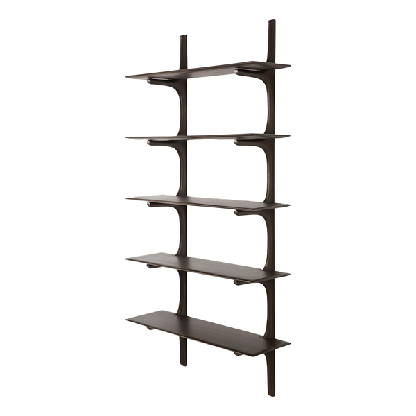 PI Wall Shelf in Dark Brown Mahogany - 5 shelves