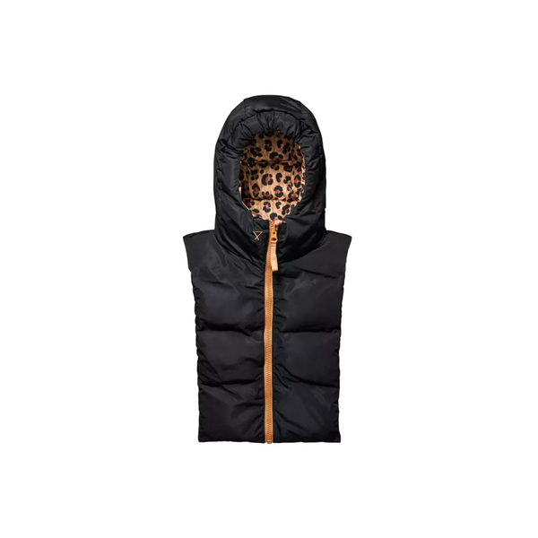 Doudoune Capuche - Léopard réversible Noir
