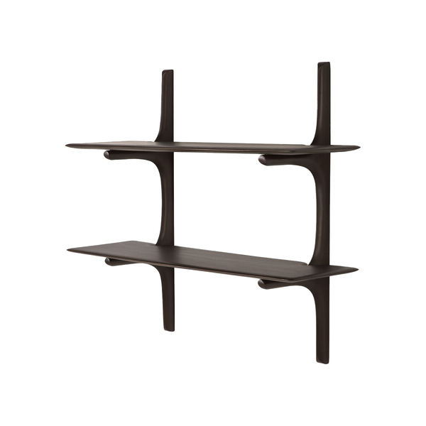 PI Wall Shelf in Dark Brown Mahogany - 2 shelves