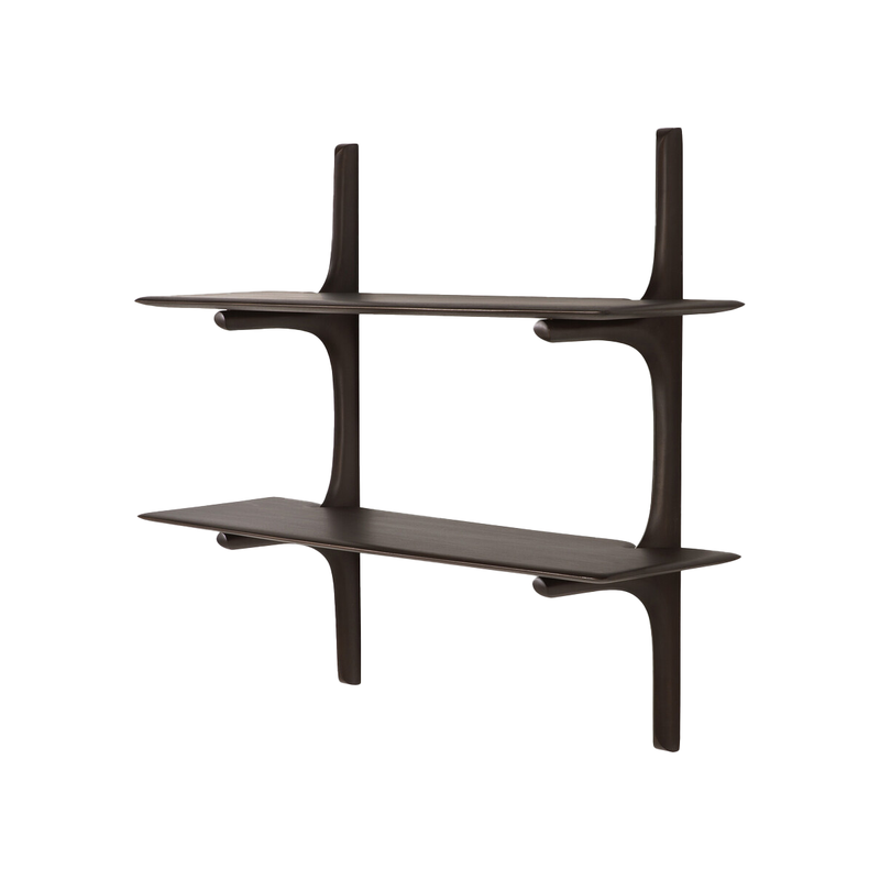 PI Wall Shelf in Dark Brown Mahogany - 2 shelves