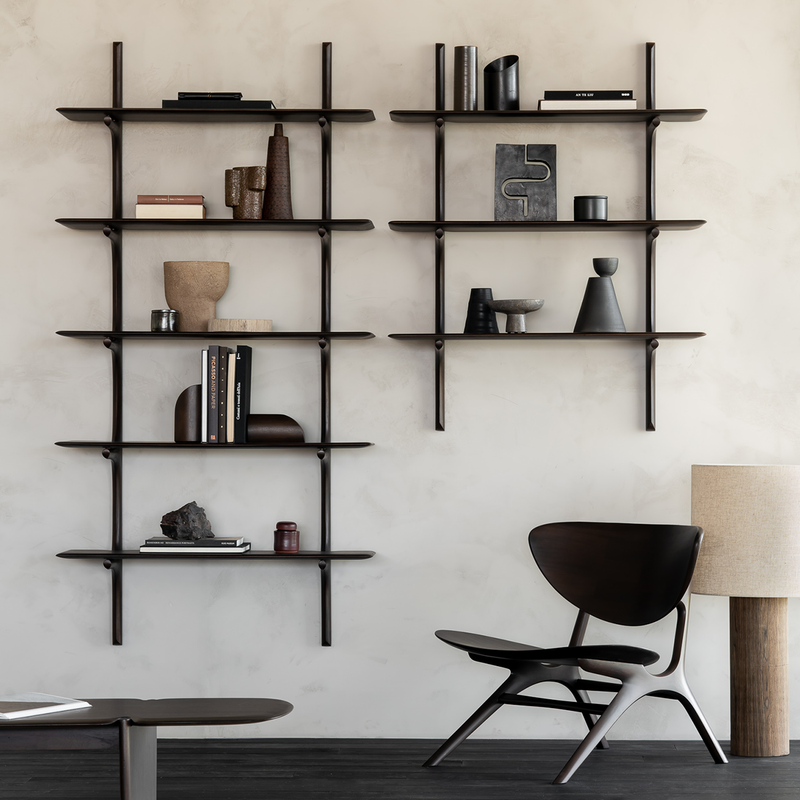 PI Wall Shelf in Dark Brown Mahogany - 3 shelves