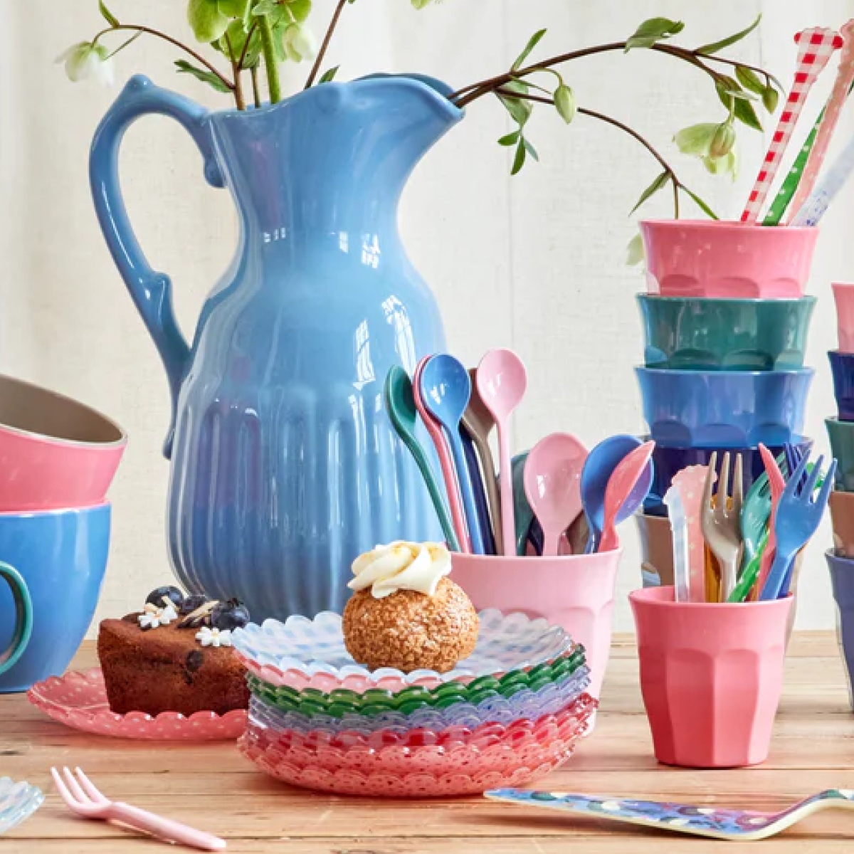 Wd Lifestyle Set 4 Cucchiaini Da Caffè - Decoro Azzurro