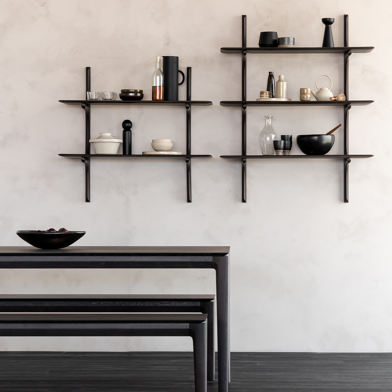 PI Wall Shelf in Dark Brown Mahogany - 2 shelves