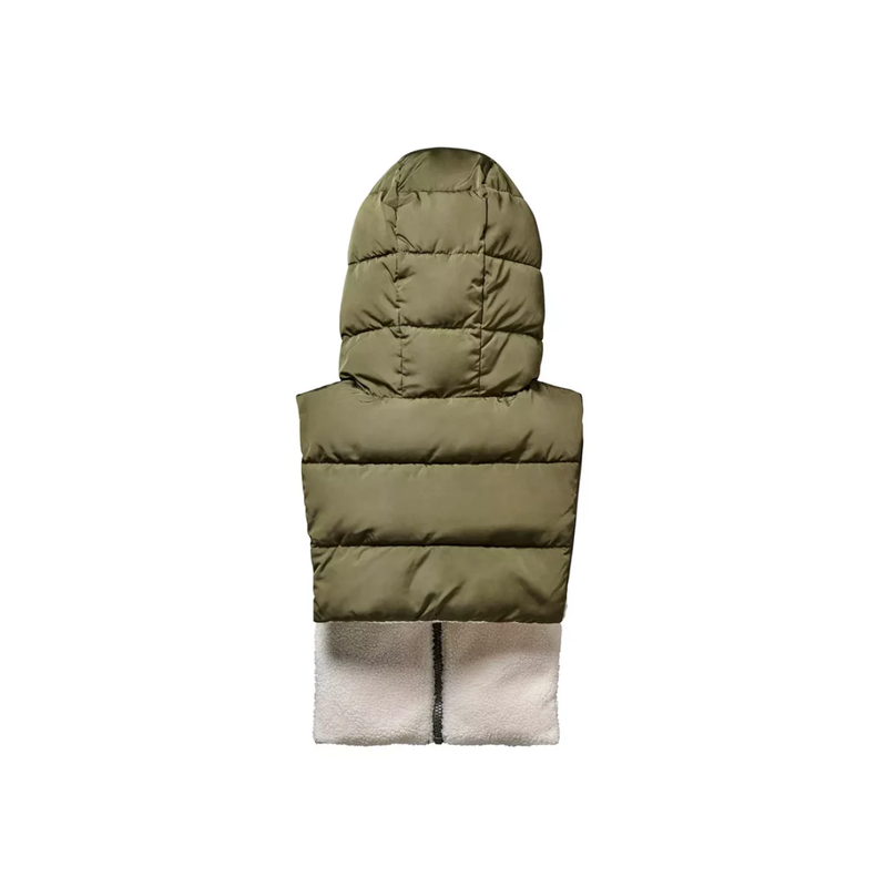 Doudoune Capuche - Kaki et écru effet mouton
