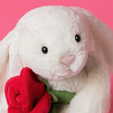 Peluche Cream Bunny with Rose | Fleux | 8