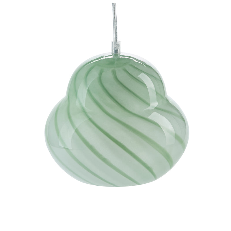 Suspension rayée en verre - Ø 21 cm - Vert