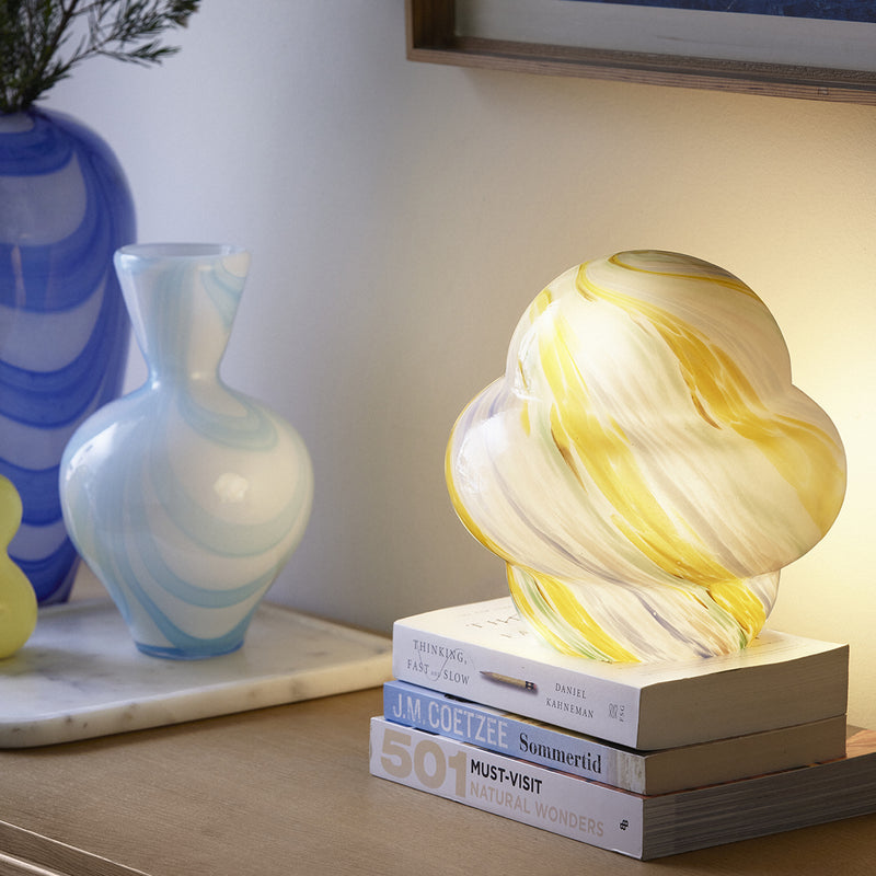 Lampe de table rayée en verre - Ø 21 cm - Multicolore