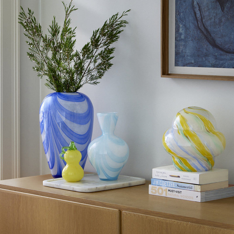 Lampe de table rayée en verre - Ø 21 cm - Multicolore