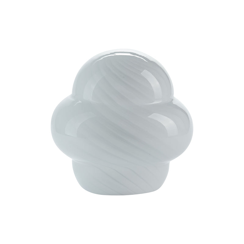 Lampe de table rayée en verre - Ø 21 cm - Blanc