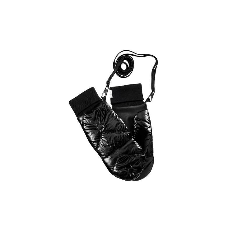 Moufles convertibles mitaines noir vinyle