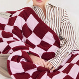 Plaid Recyclé Teddy - Carreaux Roses | Fleux | 8