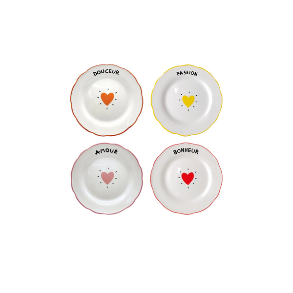 Set de 4 assiettes Amour Coeur 19 cm