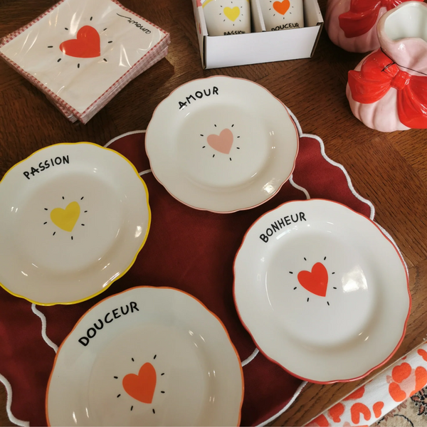 Set de 4 assiettes Amour Coeur 19 cm