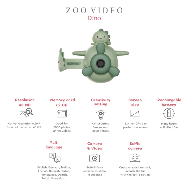 Camera Zoo Vidéo - Dino Vert