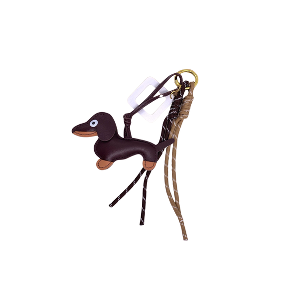 Porte-clés et bijou de sac - Chien Carré Brun