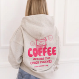 Hoodie Adulte Coffee Before Chaos Pink | Fleux | 9