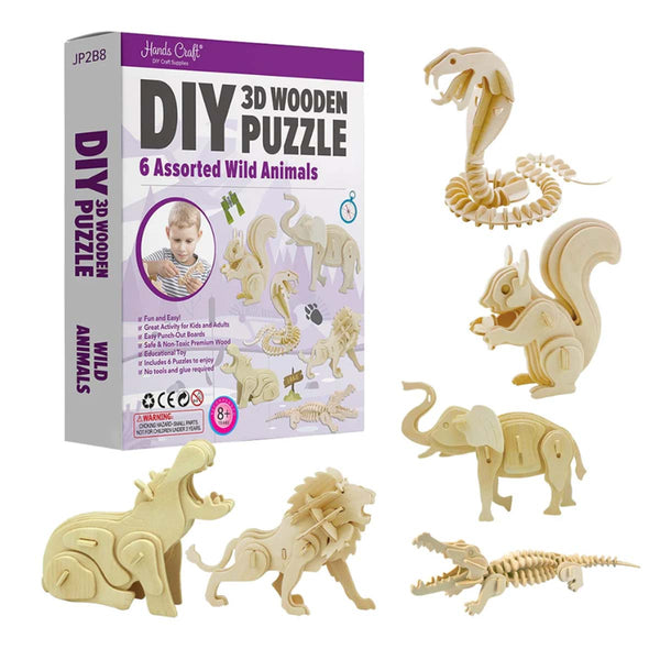 Puzzle 3D en bois DIY - Animaux Sauvages