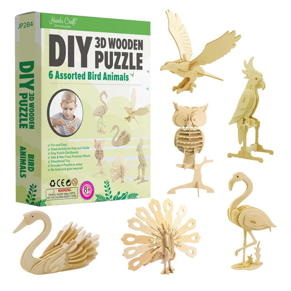 Puzzle 3D en bois DIY - Oiseaux