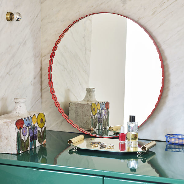 Miroir Arcs Rond - Ø 60 cm - Rouge