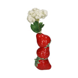 Vase Fraises en faïence - Rouge - 9 x 8 x 18 cm | Fleux | 3
