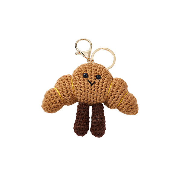 Porte-clés et bijou de sac - Croissant crochet Brun