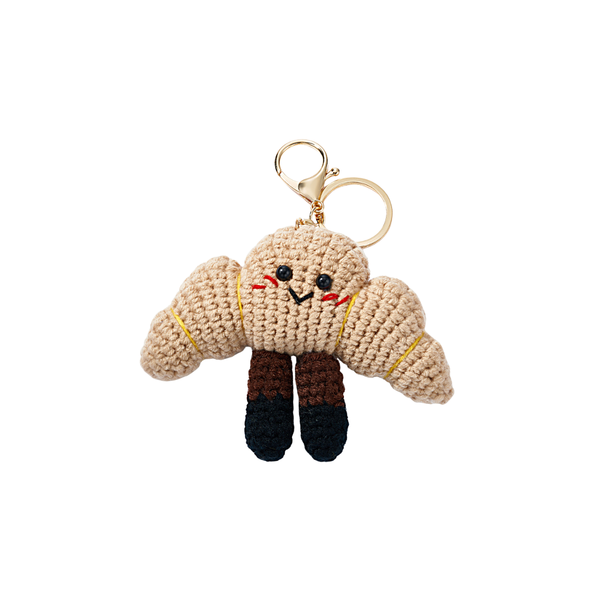 Porte-clés et bijou de sac - Croissant crochet Camel