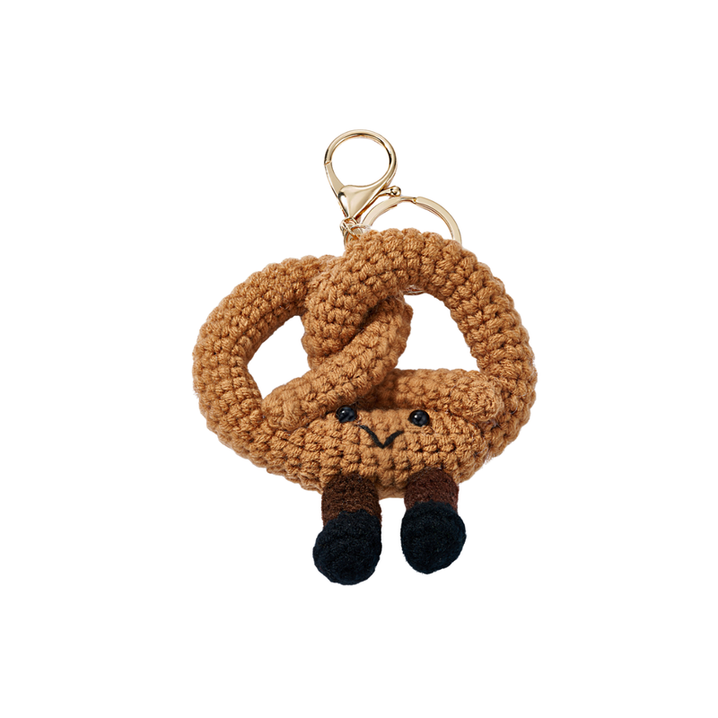 Porte-clés et bijou de sac - Bretzel Crochet Brun
