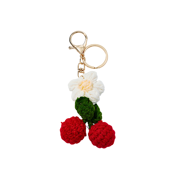 Porte-clés et bijou de sac - Cerise Crochet Rouge