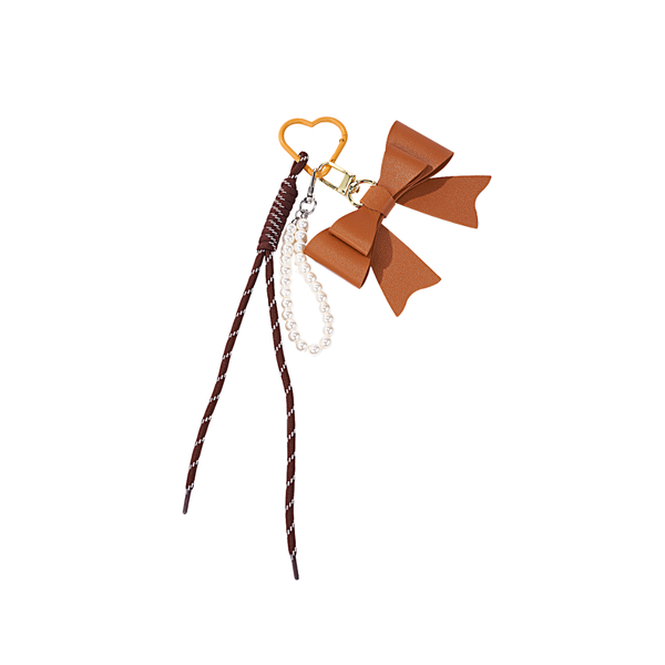 Porte-clés et bijou de sac - Noeud Perles Brun