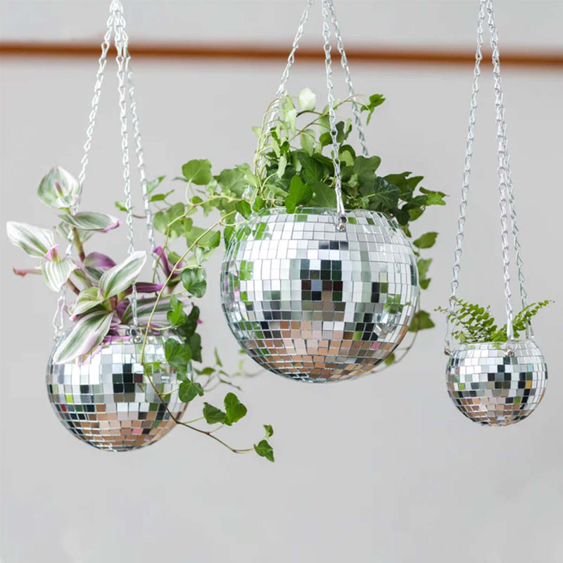 Jardinière suspendue Disco Ball - Argent