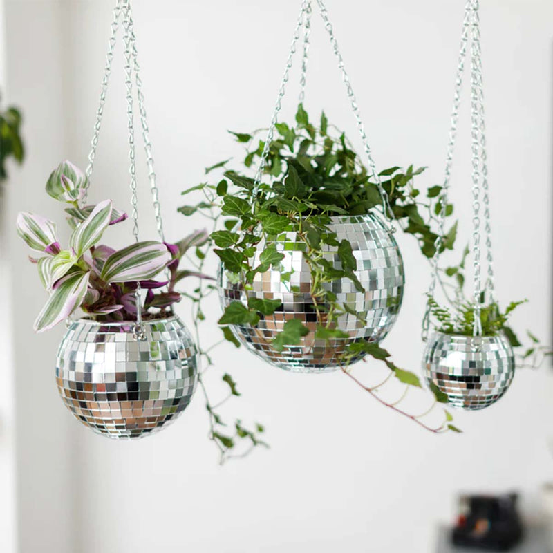 Jardinière suspendue Disco Ball - Argent