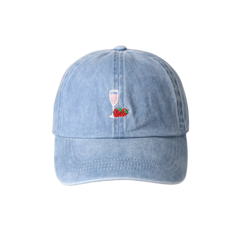 Casquette Broderie Verre de vin et Fraises