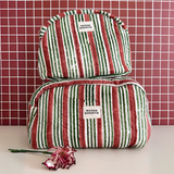 Trousse de maquillage rayée Brique | Fleux | 3