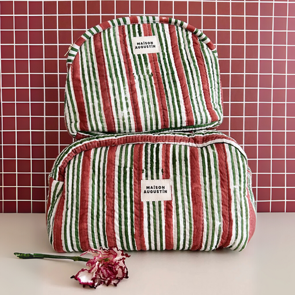 Trousse de toilette rayée Brique