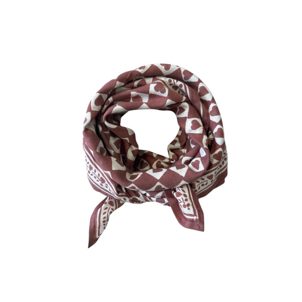 Foulard Coeur Prune - 100 cm