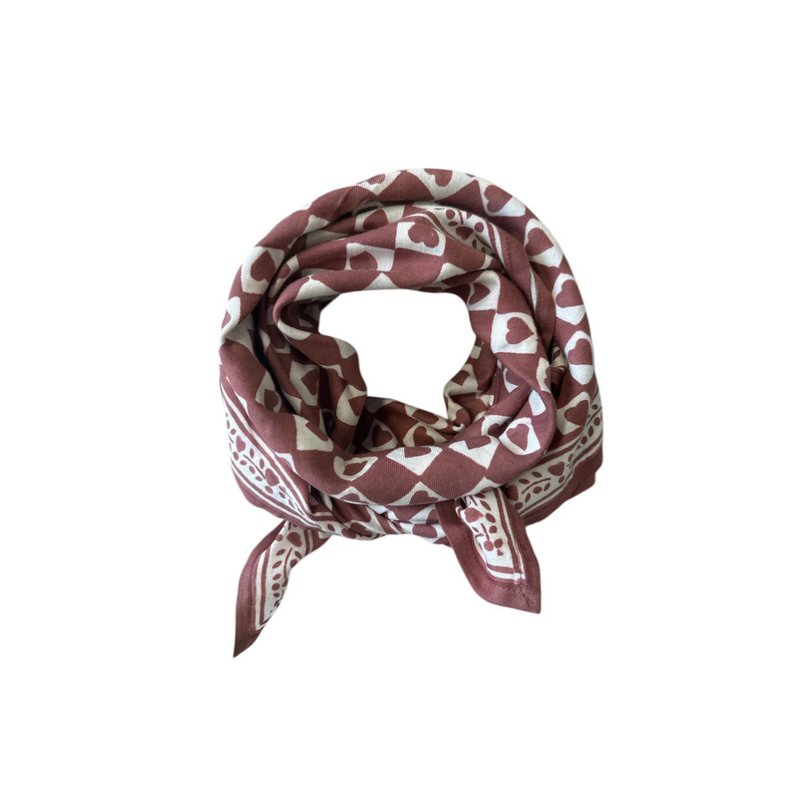 Foulard Coeur Prune - 100 cm