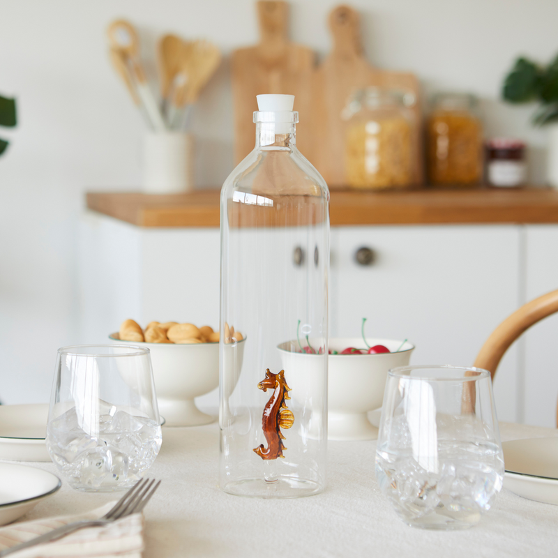 Sea Horse Atlantis bottle in borosilicate glass -1.2L 