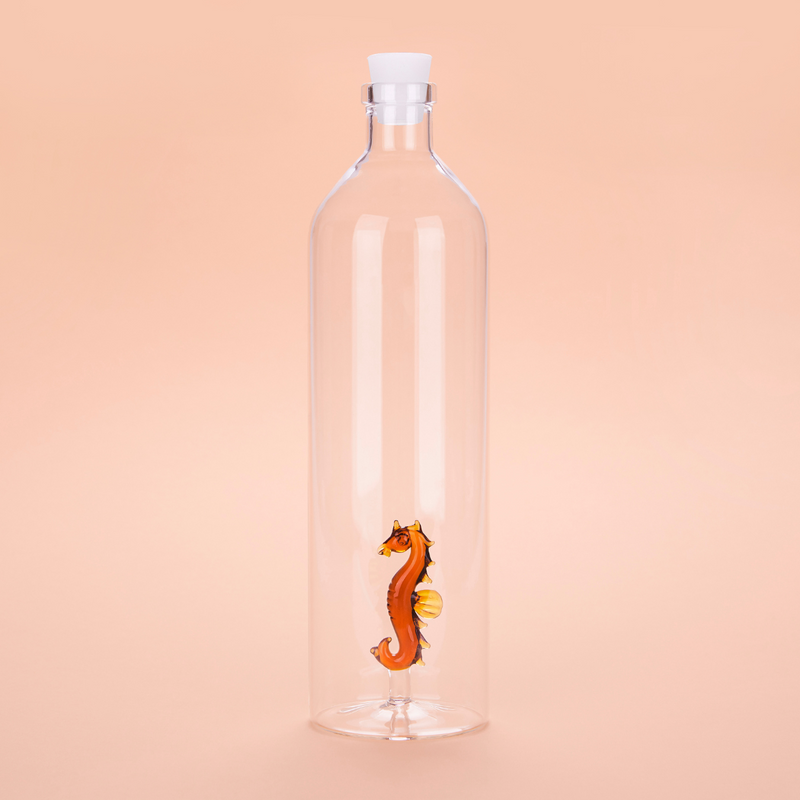 Sea Horse Atlantis bottle in borosilicate glass -1.2L 