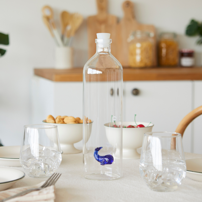 Bouteille Baleine bleue Atlantis en verre borosilicate - 1,2 L