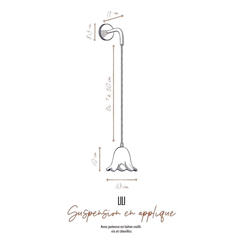 Suspension en applique Lili en Porcelaine biscuit