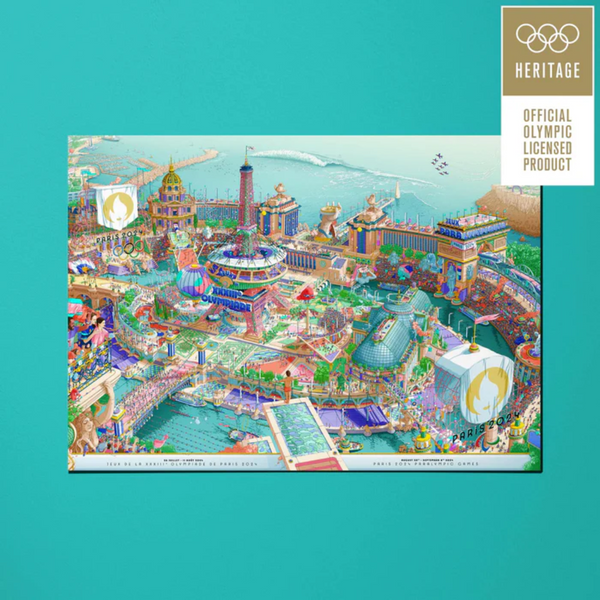 Carte postale de l'affiche Officielle des Jeux de Paris 2024 - Version Panoramique