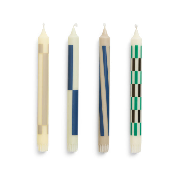 Set of 4 Pattern Candles - Cream &amp; Dark