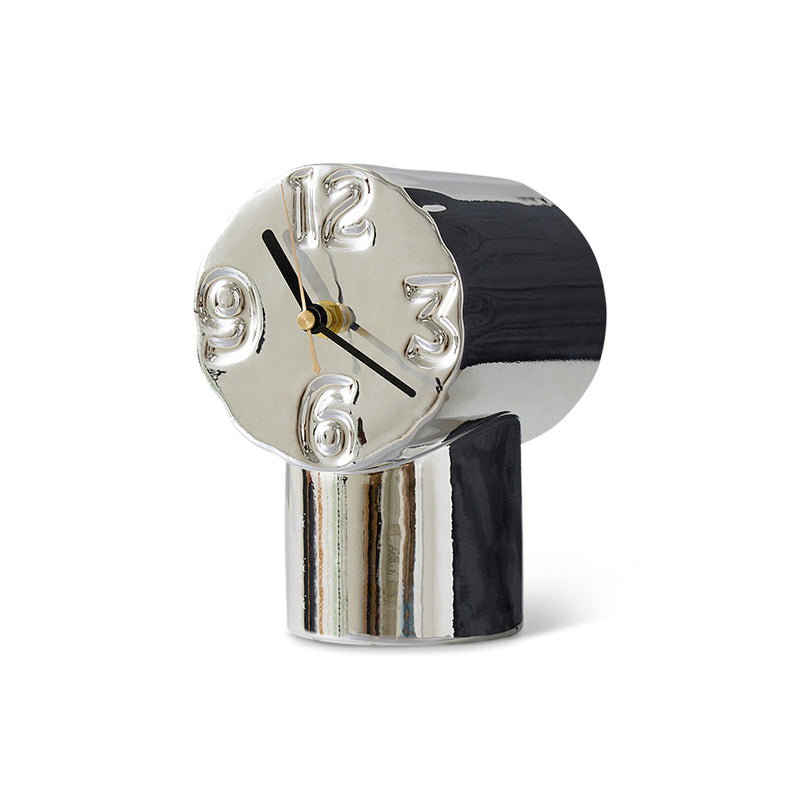 Horloge Rétro en céramique - h 17,5 cm - Chrome