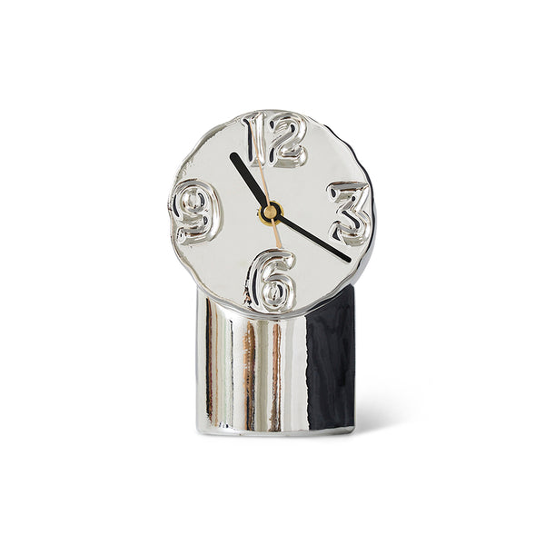 Horloge Rétro en céramique - h 17,5 cm - Chrome