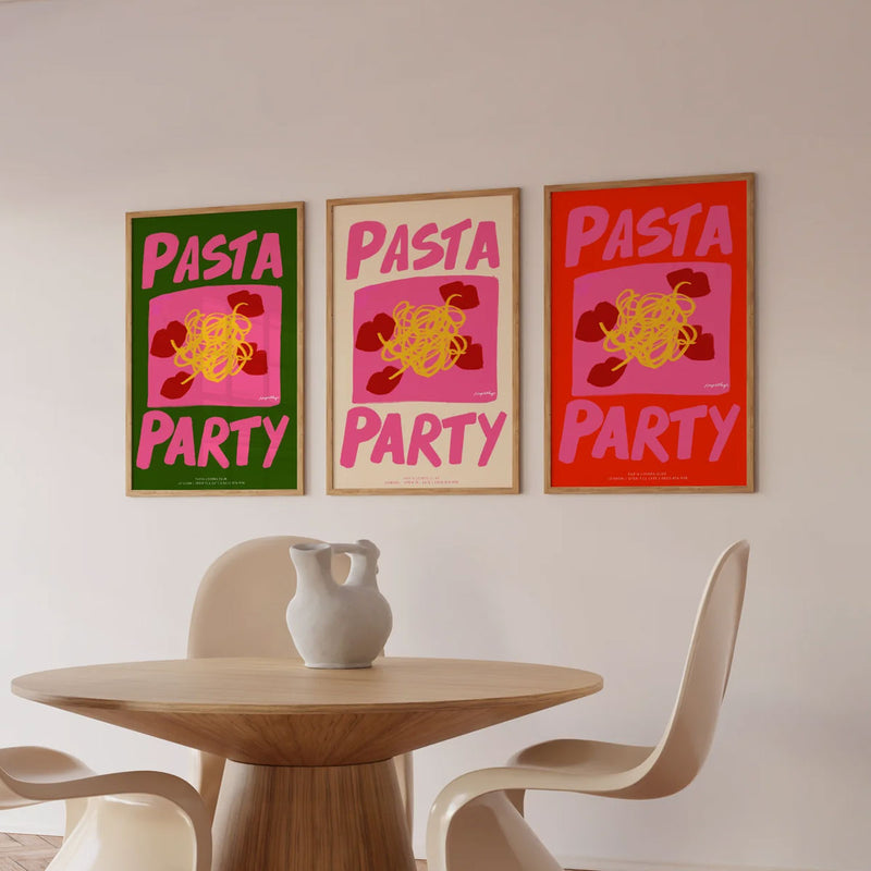 A3 Pasta Party Green Poster