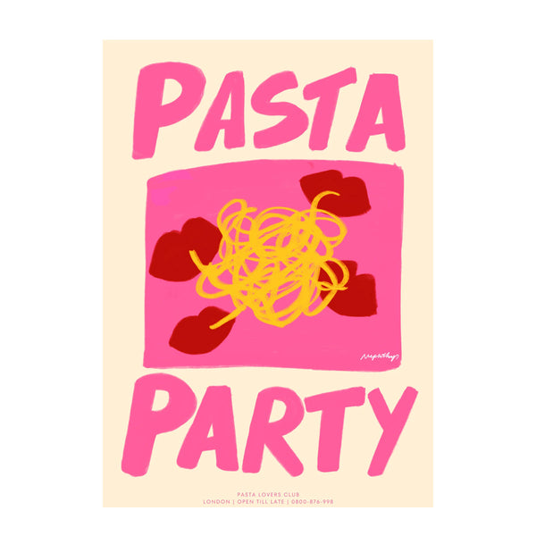 Pasta Party Cream A3 Poster