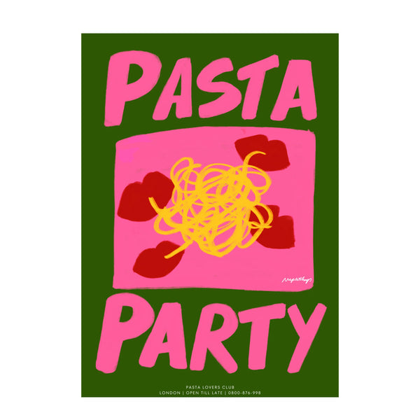 A3 Pasta Party Green Poster